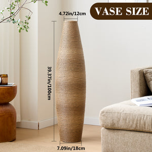 English Elm 39.4" Handcrafted Rattan-textured Pvc Tall Floor Vase Boho Entryway Sculptural Accent W2796P446205