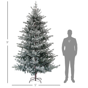 English Elm Homcom 9Ft Snow-Flocked Artificial Christmas Tree With 1939 Tips, Easy Assembly & Sturdy Metal Stand W2225P249628