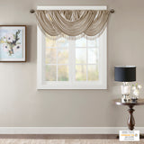 Madison Park Elena Traditional Faux Silk Waterfall Embellished Valance MP41-4952 Champagne