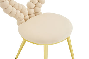 English Elm Unique Heart Shaped Bubble Tufted Velvet Accent Chair Glam Metal Frame Vanity Seat Beige,Gold W3875P446139
