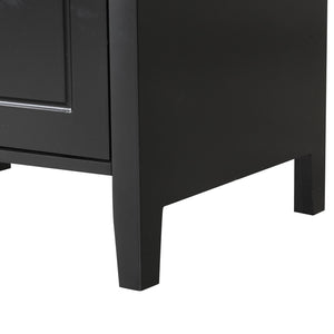 English Elm 24" Modern Bathroom Vanity with Ceramic Sink, Solid Wood & MDF Cabinet, Two Drawers, Shelf Black N725P245273B