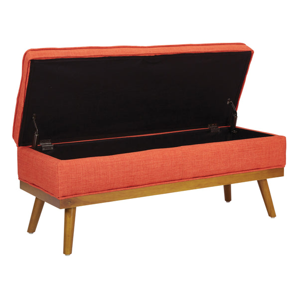 OSP Home Furnishings Katheryn Storage Bench Tangerine Fabric