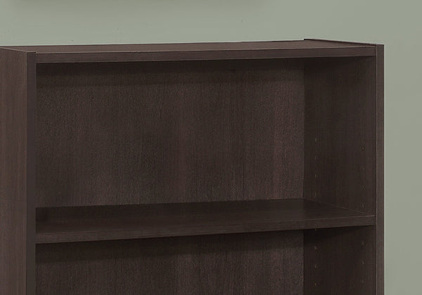 English Elm Bookshelf, 4-Tier Space-Saving Bookcase with 2 Adjustable Shelves and Elegant Brown Laminate Finish Espresso 40 L x 15 W x 7 H B2710P219789