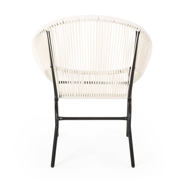 English Elm Christopher Knight Home® - NUSA Faux Wicker 3-Piece Outdoor Patio Chat Set with Rustproof Iron Frame, Curved Club Chairs & Loveseat White NUSA3PCSETWHI