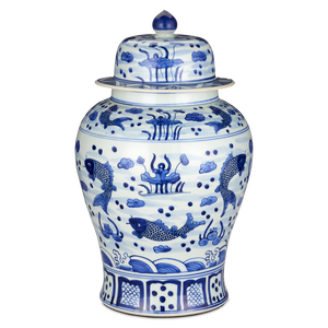 South Sea Blue & White Temple Jar