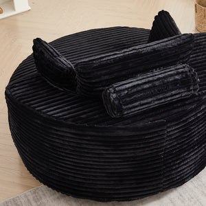 English Elm 55''l 55'l Faux Rabbit Fur Barrel Swivel Chair Cozy 360 Rotation Lounge Seat for Bedroom Black W834S00597