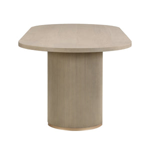 English Elm Oval Wood Dining Table with Double Pedestal Base Seats Six in Light Ash Finish N771P265584A_N771P265585A