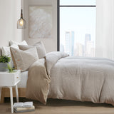 Clean Spaces Mara Casual 3 Piece Cotton and Rayon from Bamboo Blend Waffle Weave Duvet Cover Set CSP12-1478 Taupe