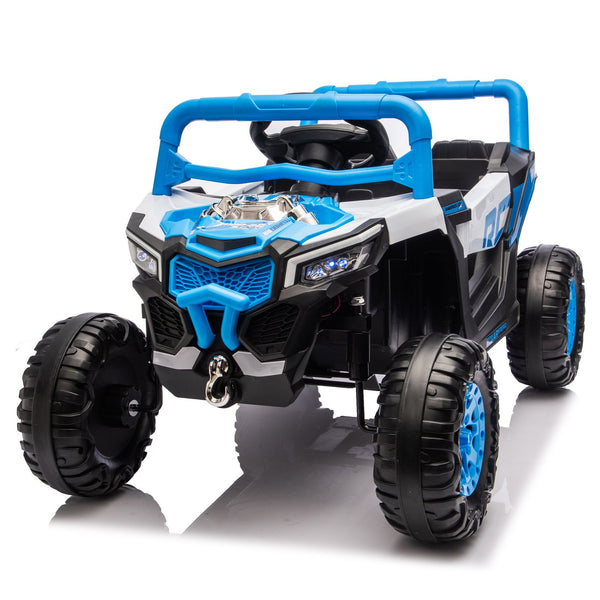 English Elm 12v Kids Electric Utv Ride on Toy with Parental Remote Swing Function and Shock Absorbers Blue W1578P368161