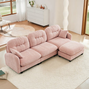 English Elm Modular L-Shaped Sectional Couch With Ottoman - Premium Chenille, Ergonomic Comfort, Easy Assembly! W714S01388