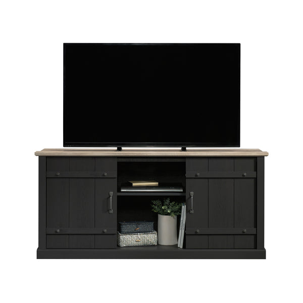 English Elm Credenza, Stylish Black Tv Stand For Up To 70" Tvs With Rustic Charm & Smart Storage Solutions B356P402772