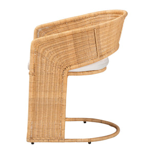 English Elm Modern Bohemian Mahogany Dining Chair with Woven Seagrass Back and Tapered Legs B2750P467831