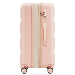 English Elm Luggage Set 4 Piece Abs Hard Shell Spinner Suitcases with Usb Port and Cup Holder Pink N726P185038P