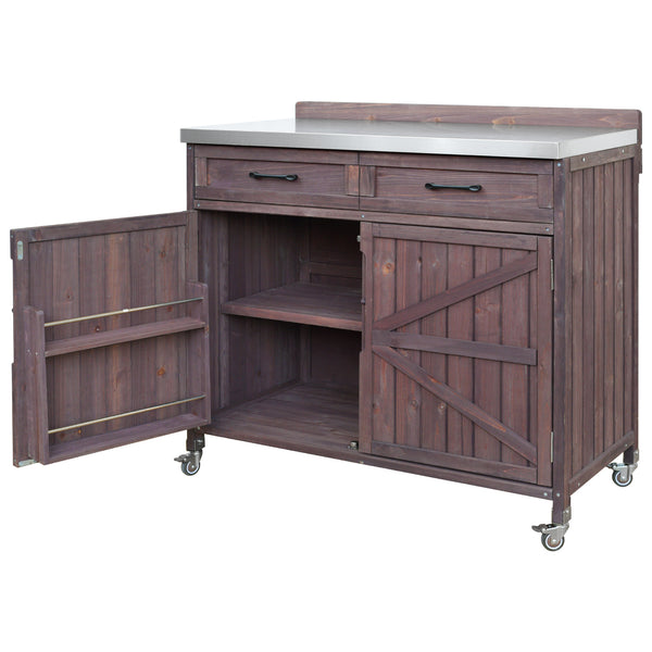 English Elm K&k Outdoor Modular Kitchen Island 2 Piece Fir Wood Stainless Steel Sink Station N707S000024Z