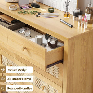 English Elm Sideboard Buffet Cabinet - Modern Wooden Console With 4 Drawers For Home, Kitchen & Living Room Decor T3623P380118-GIGA