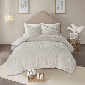 English Elm King/Cal Laetitia Tufted Cotton Chenille Medallion Duvet Set – Boho Shabby Chic, OEKO‑TEX, All-Season Comfort B03597333