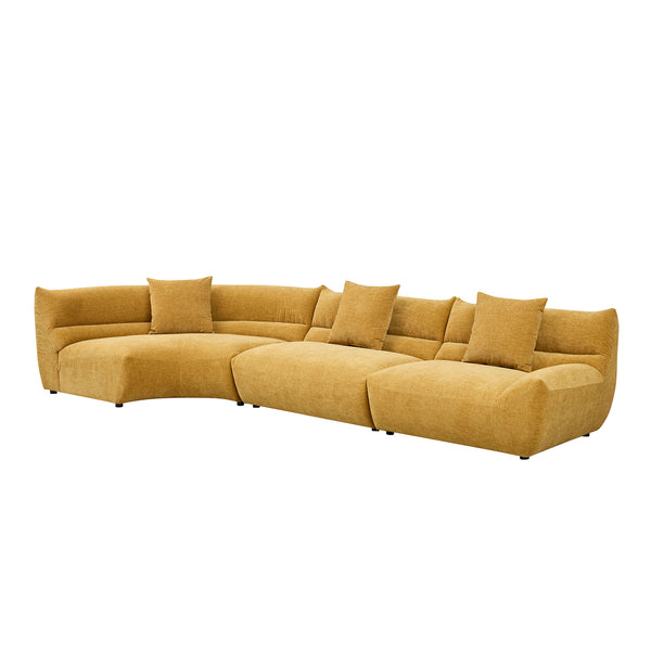 English Elm Modular Cloud Sectional Three Piece Curved Sofa with Polyester Upholstery for Living Room W2582S00203