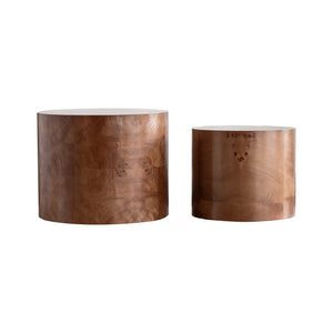 English Elm Nesting Round Coffee Tables Burl Veneer Mdf Set for Living Room or Bedroom W1435P401358