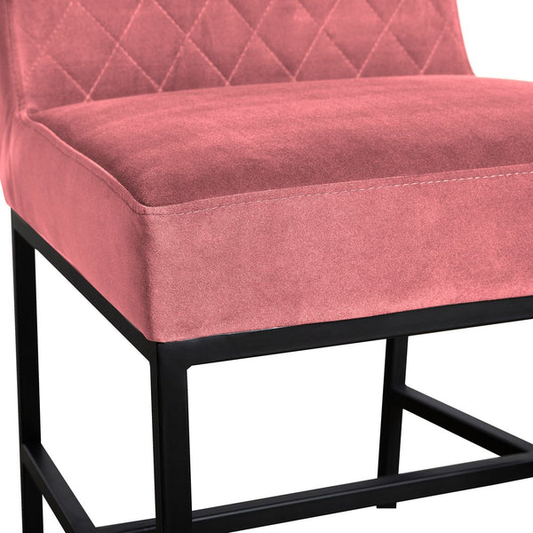 English Elm Blenor Pink Velvet Dining Chair Set of 2 with Diamond Stitching, Plush Cushioned Back & Black Legs B2736P354297