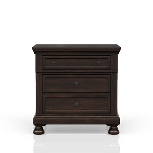 English Elm Dark Cherry Transitional Nightstand with Two Drawers, Solid Wood & MDF, Dark Cherry Finish, Top Seller B2699P208282