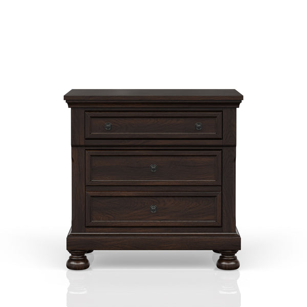 English Elm Dark Cherry Transitional Nightstand with Two Drawers, Solid Wood & MDF, Dark Cherry Finish, Top Seller B2699P208282