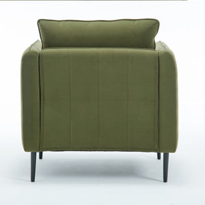 English Elm Accent Velvet Armchair Mid-century Modern Plush Seat with Metal Legs for Any Room Green W3244P325833