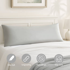 English Elm 1- Piece Full Body Cooling Pillow with Nylon Spandex Cover for Side Sleepers Light Grey B035P482976
