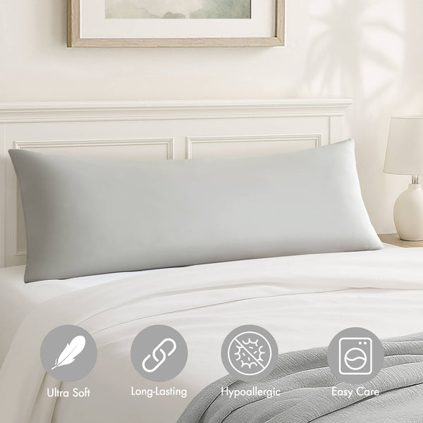 English Elm 1- Piece Full Body Cooling Pillow with Nylon Spandex Cover for Side Sleepers Light Grey B035P482976