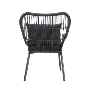 English Elm Christopher Knight Home® - SOUTHPORT Woven Rope Club Chair with Steel Frame, Water‑Resistant Cushions & Bohemian Outdoor Style Dark Gray 62329.00CGRY