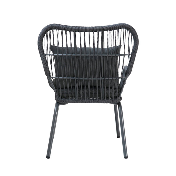 English Elm Christopher Knight Home® - SOUTHPORT Woven Rope Club Chair with Steel Frame, Water‑Resistant Cushions & Bohemian Outdoor Style Dark Gray 62329.00CGRY