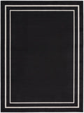 Nourison Essentials NRE02 Machine Made Power-loomed Narrow Border Indoor/Outdoor Contemporary Outdoor Rug Black Ivory, Black Ivory 100% Polypropylene 99446137692