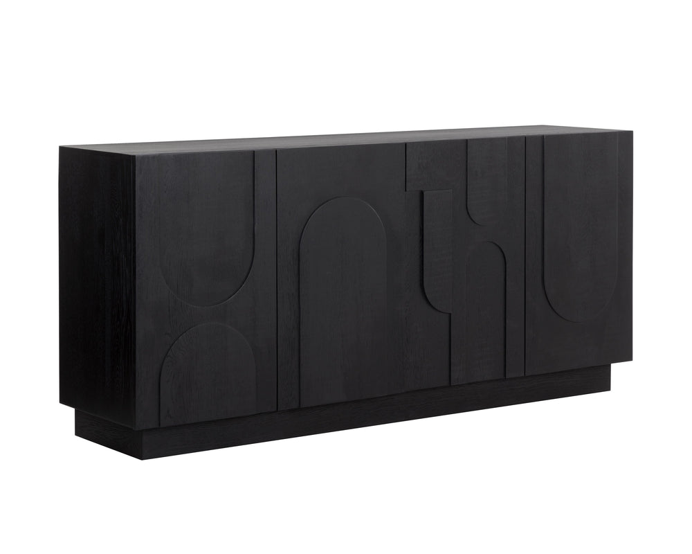 Sunpan Cove Sideboard - Scandinavian-Inspired Design with Ample Storage and Stunning Wood Patterning Black