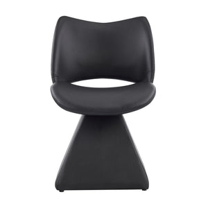 English Elm The Swivel Dining Chair with Hollow Cutout Back Faux Leather Hardwood Frame Modern Black W3612P436510
