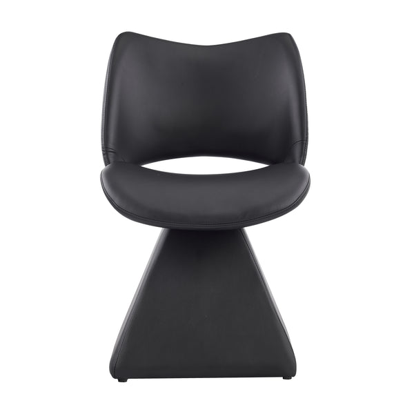 English Elm The Swivel Dining Chair with Hollow Cutout Back Faux Leather Hardwood Frame Modern Black W3612P436510