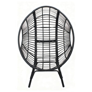 English Elm Elegant Woven Pe Rattan Hanging Egg Chair Galvanized Steel Frame Outdoor Patio Lounge Black+ Gray W3979P392998