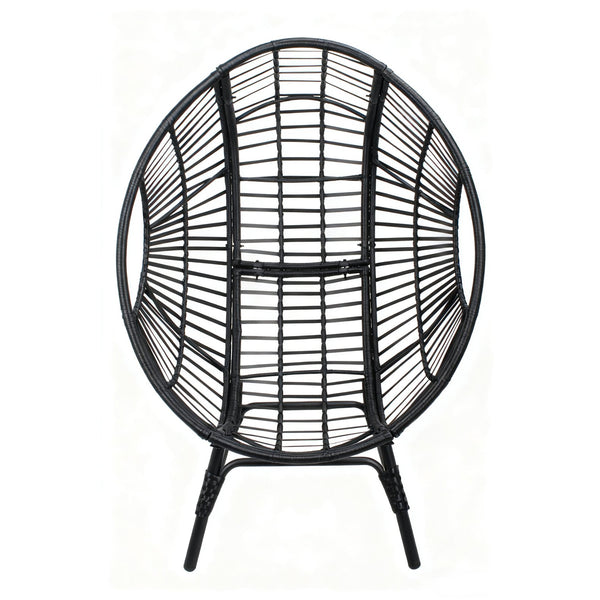 English Elm Elegant Woven Pe Rattan Hanging Egg Chair Galvanized Steel Frame Outdoor Patio Lounge Black+ Gray W3979P392998