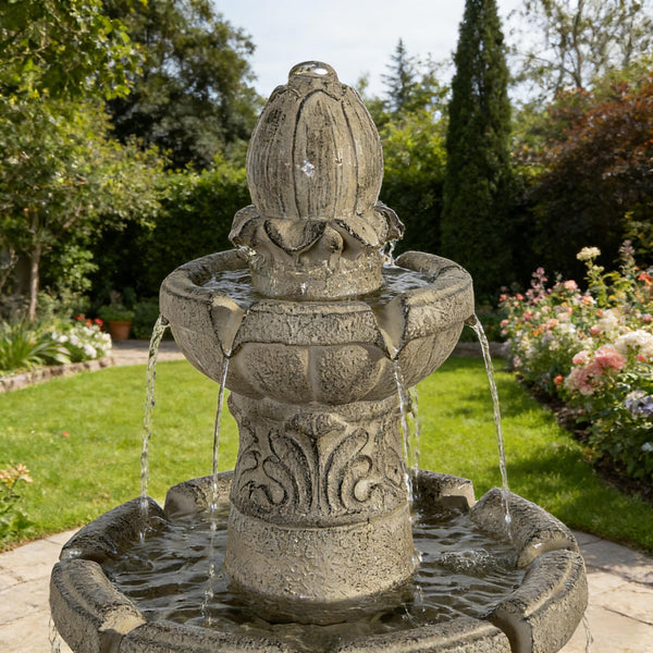 English Elm 3-tier Cascading Resin Fountain with Led Lights for Patio Garden or Indoor Use W853P412665