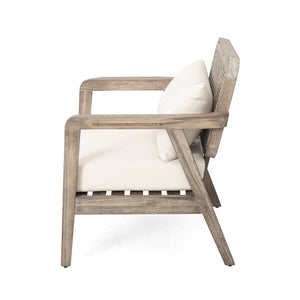 English Elm Outdoor Acacia Wood Club Chair Deep Seating Woven Back Patio Lounge Resort Style N780P171149B