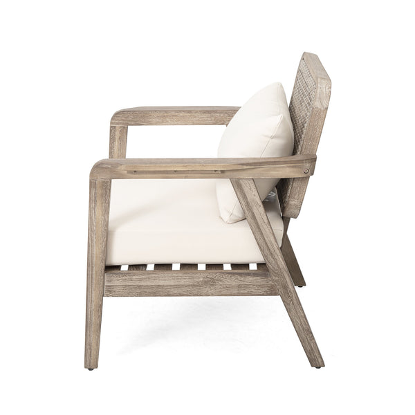 English Elm Outdoor Acacia Wood Club Chair Deep Seating Woven Back Patio Lounge Resort Style N780P171149B