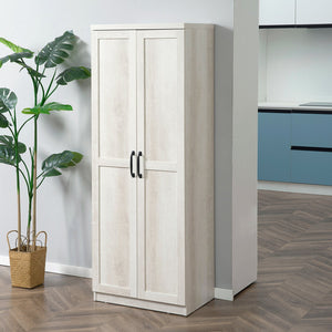 English Elm Homcom 63" Freestanding Kitchen Pantry With 5-Tier Shelving, Adjustable Storage & Antique White Finish W2225P229353