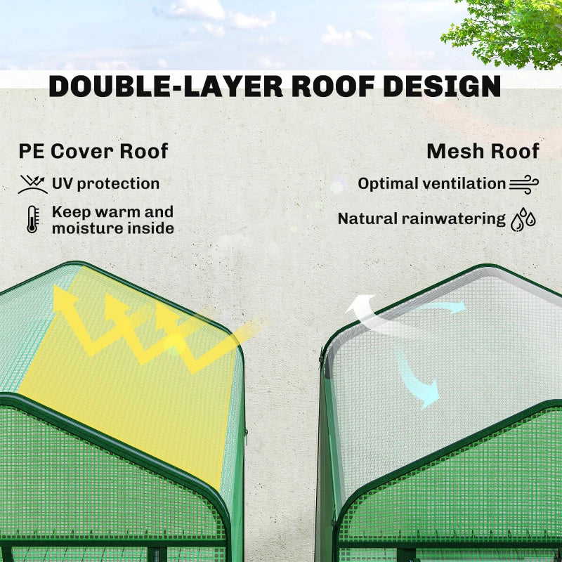 English Elm Portable Three Tier Mini Greenhouse with Uv Pe Cover for Balcony Patio Garden Green+Dark Green T3971P468257