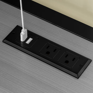 English Elm Twin Twin Murphy Bed with Metal Frame, Foldable 2-in-1 Space-Saving Design, Built-In Wardrobe, Shelves, Power Outlets and Durable Storage Solution Gray W1580S00148