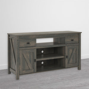 English Elm Farmington Rustic Barn Wood Tv Stand with Sliding Doors and Drawer Storage B2733S00022