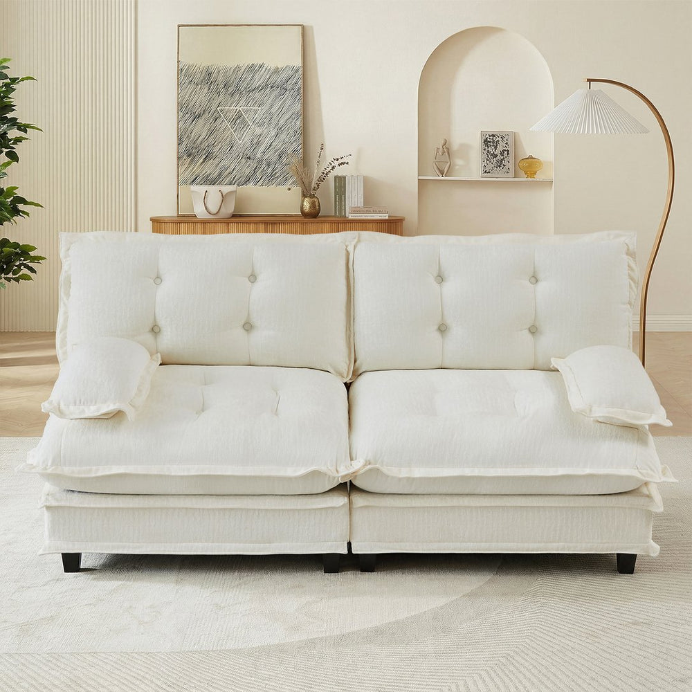 English Elm 77 Inch Chenille Cloud Loveseat Modular Deep Seat Sofa for Living Room or Apartment Beige W714S01674