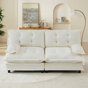 English Elm 77 Inch Chenille Cloud Loveseat Modular Deep Seat Sofa for Living Room or Apartment Beige W714S01674