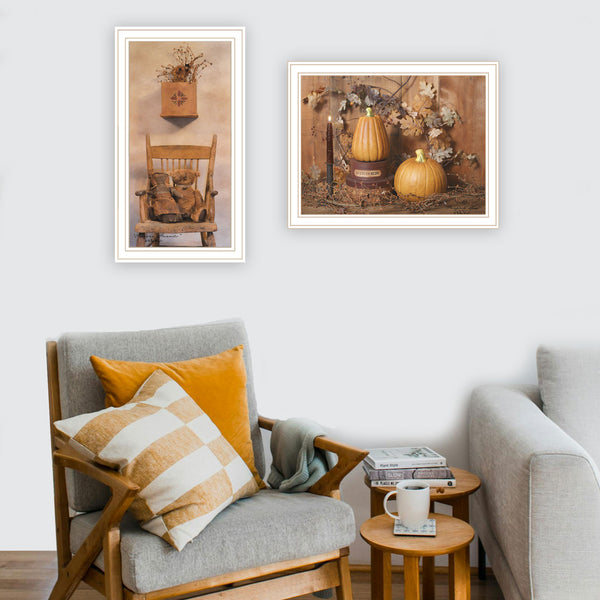 English Elm Trendy Decor 4u Billy Jacobs Folk Art Harvest Two Piece White Framed Print Set B067P254121