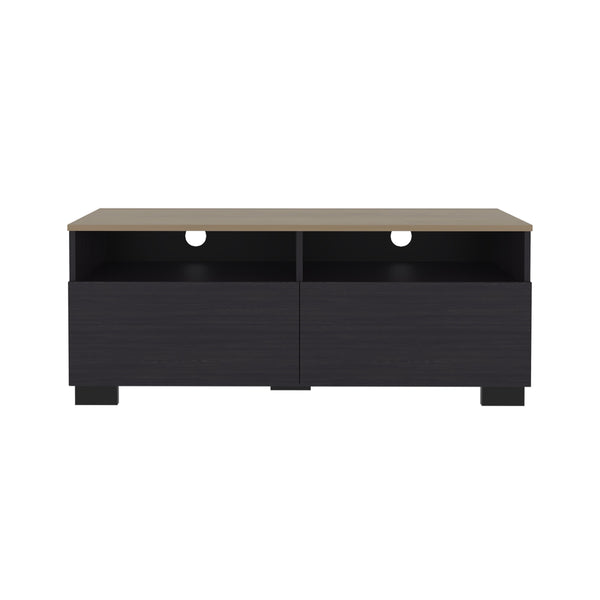 English Elm Colman Minimalist TV Stand with Open Shelves, Durable Engineered Wood, Compact 44.5" Black Oak B200P362042