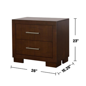 English Elm 2 Drawer MDF Nightstand with Felt-Lined Interiors, Silver Bar Pulls, Rich Wood Finish for Bedrooms Cappuccino B016P254379