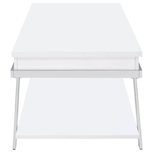 English Elm Fletcher Lacquered High Gloss Coffee Table with Open Shelf for Modern Living Rooms B062P447812
