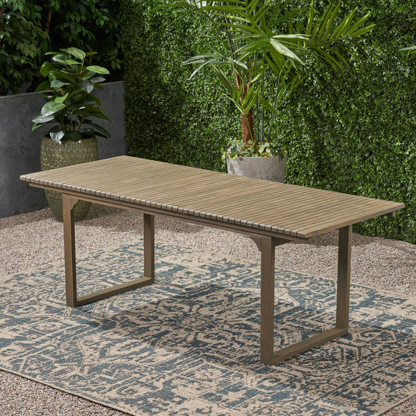 English Elm Outdoor Expandable Acacia Hardwood Dining Table with Slatted Top for Patio Spaces 62908.00GRY
